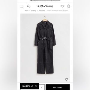 COPY - & Other stories Belted-black wash denim jumpsuit